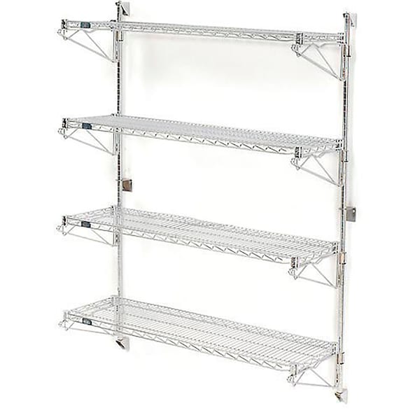 Nexel Poly-Green Wall Mount Wire Shelving, 60W x 18D x 63H 4-Shelf Starter B1137105GZ - main